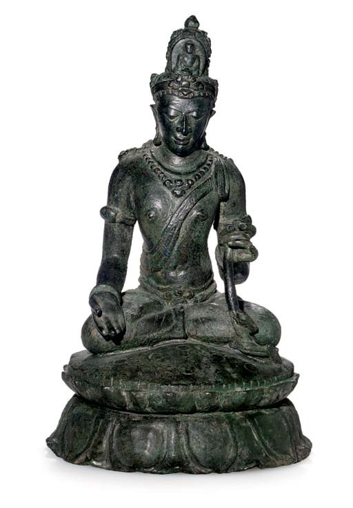A large bronze figure of Padmapani