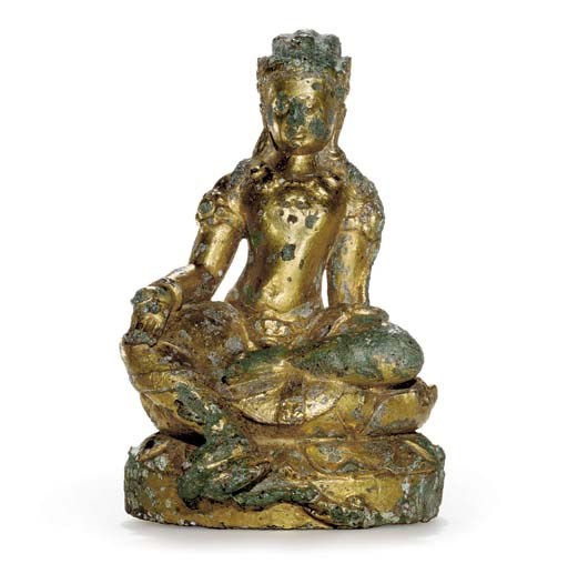 A rare gilt bronze figure of Padmapani