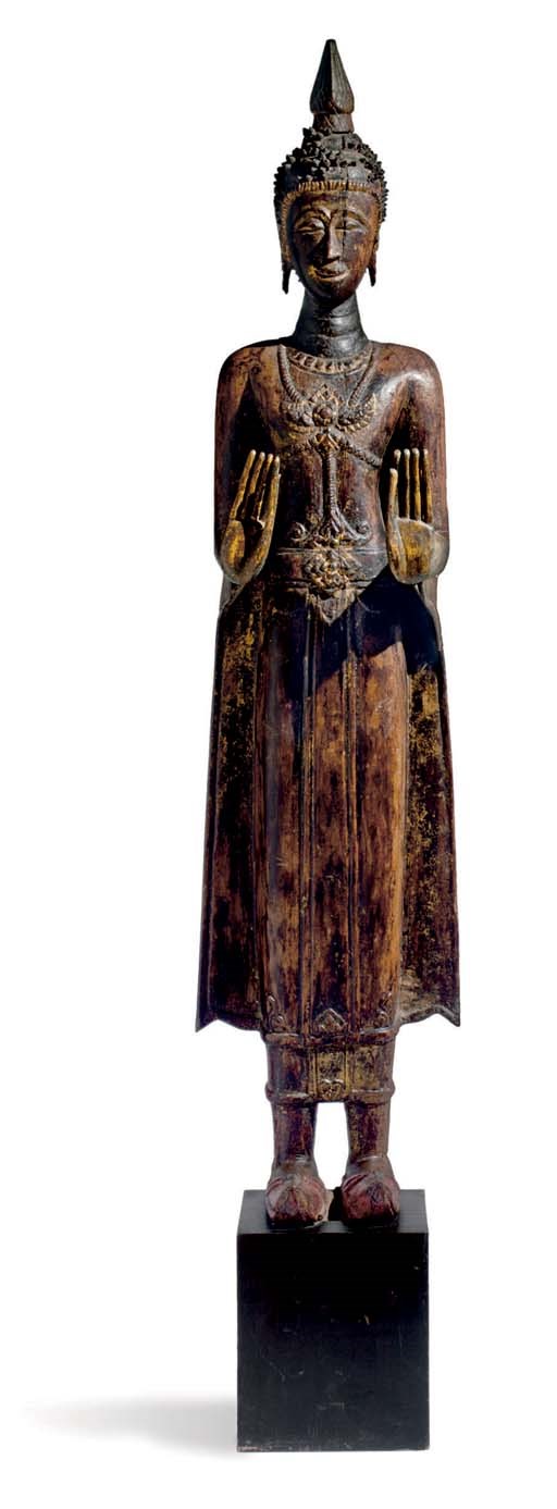 A lacquered wood figure of Buddha