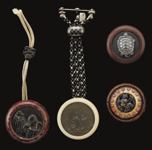 Four Japanese kagamibuta netsuke, 19th Century