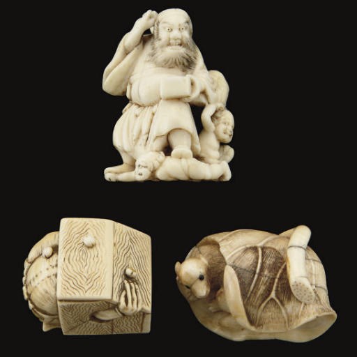 Three Japanese ivory netsuke, 18th and 19th Century