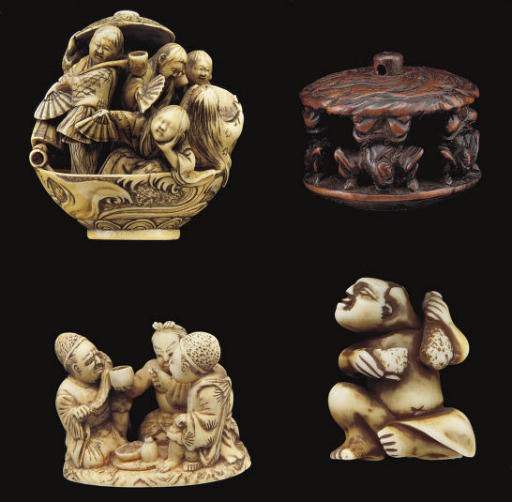 A group of four Japanese Netsuke, 19th Century