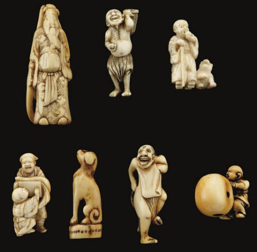 Seven Japanese ivory netsuke, 18th and 19th Century