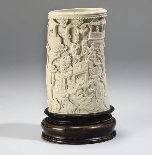 A Chinese ivory tusk carving, 19th century