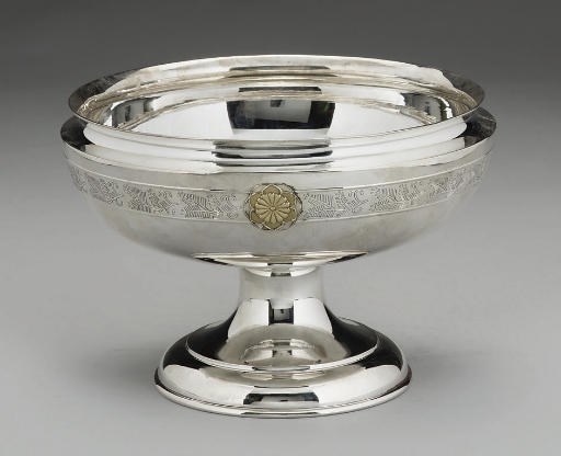 A Japanese silver stem bowl, Meiji (1868-1912)