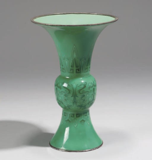A Japanese cloisonne gu formed vase, Ando Company seal to base, 20th Century