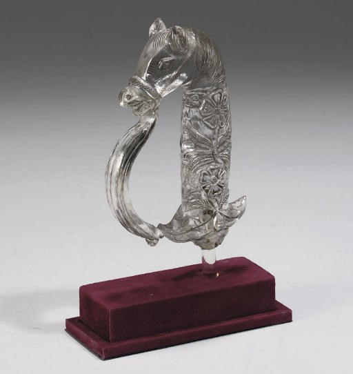 A Mughal style rock-crystal sword handle