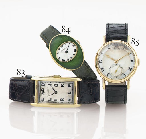 BREGUET. A RARE 18K PINK GOLD WRISTWATCH