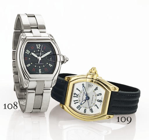 CARTIER. A LARGE 18K GOLD TONNEAU AUTOMATIC WRISTWATCH WITH CENTER SECONDS AND DATE