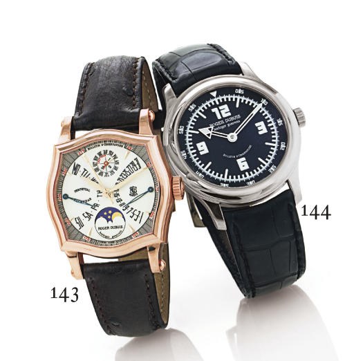 ROGER DUBUIS. AN 18K WHITE GOLD AUTOMATIC WRISTWATCH