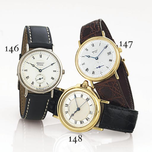 BREGUET. AN 18K GOLD AUTOMATIC WRISTWATCH WITH DATE