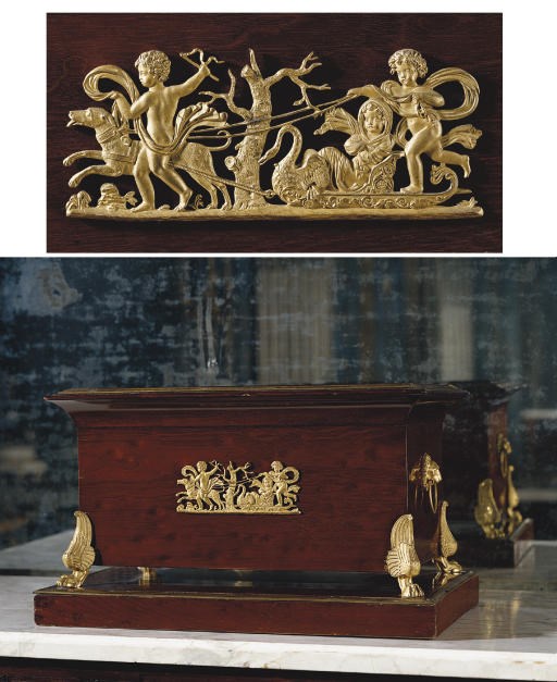 AN EMPIRE ORMOLU-MOUNTED MAHOGANY JARDINIERE