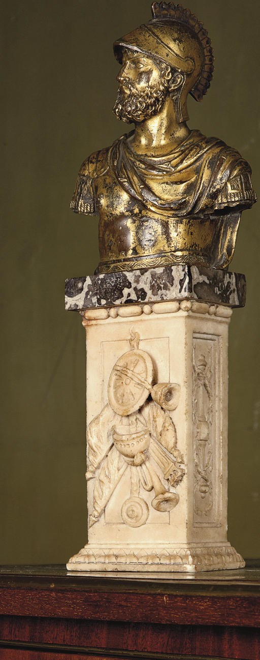 A GILT-BRONZE BUST OF MARS