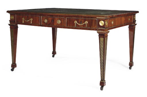 A LOUIS XVI ORMOLU-MOUNTED MAHOGANY BUREAU PLAT