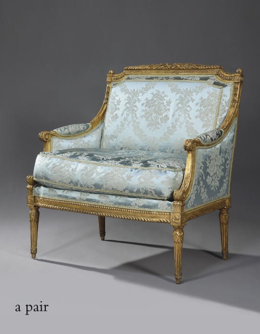 A PAIR OF LOUIS XVI GILTWOOD MARQUISES