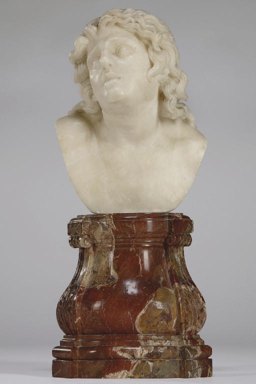 AN ALABASTER HEAD OF THE DYING ALEXANDER