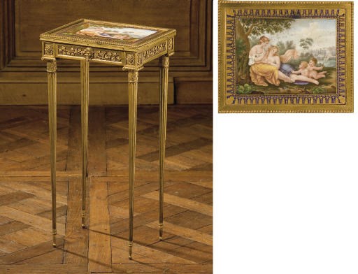 A NORTH EUROPEAN PORCELAIN-INSET ORMOLU TABLE DE CAFE