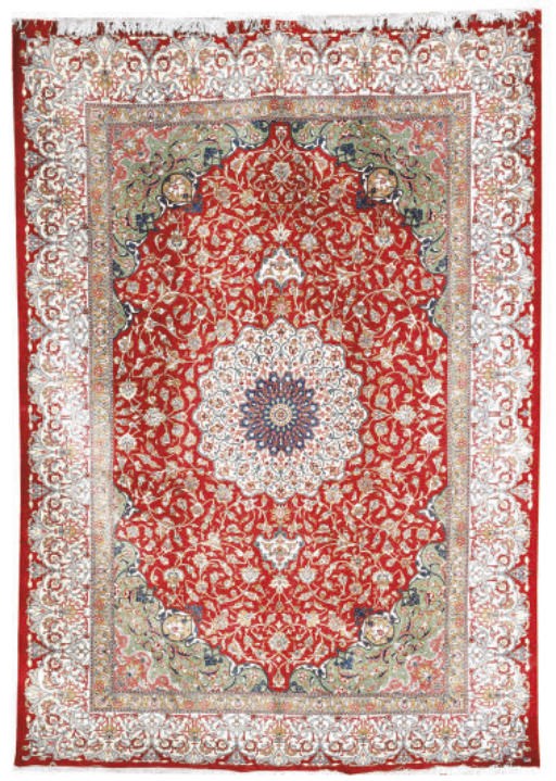 An extremely fine silk rug
