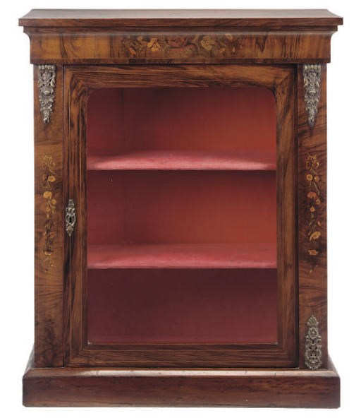 A MID VICTORIAN GILT METAL MOUNTED WALNUT PIER CABINET