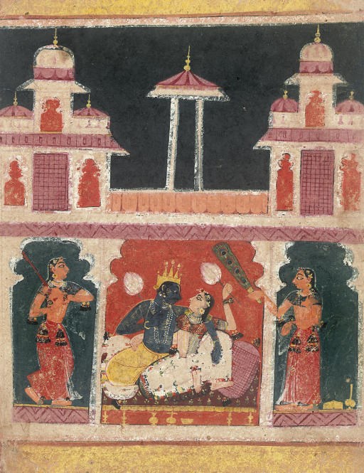 KRISHNA AND RADHA IN A PAVILION, MALWA, CENTRAL INDIA, 1680