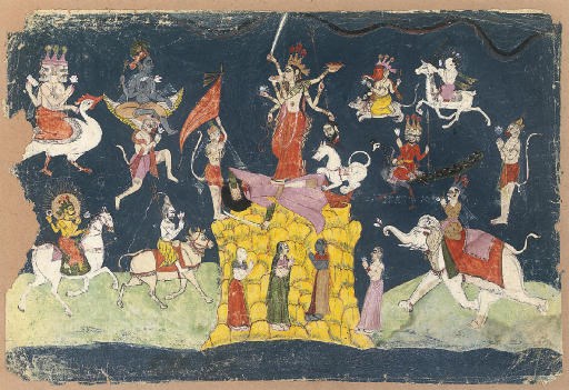 DURGA VICTORIOUS, BILSAPUR, PAHARI, 1700