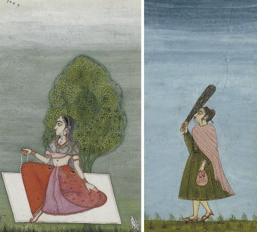 LADY WITH A CARPET AND TREE, RAJASTHAN, 1780
