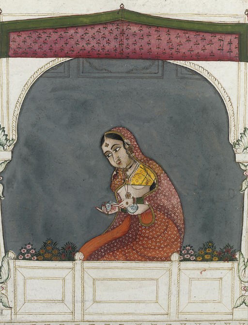 COURTESAN ON A TERRACE, RAJASTHAN, 1810