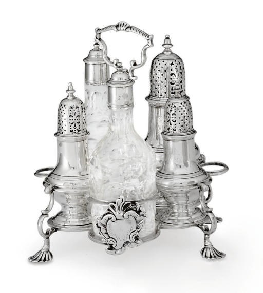 A GEORGE II SILVER WARWICK CRUET