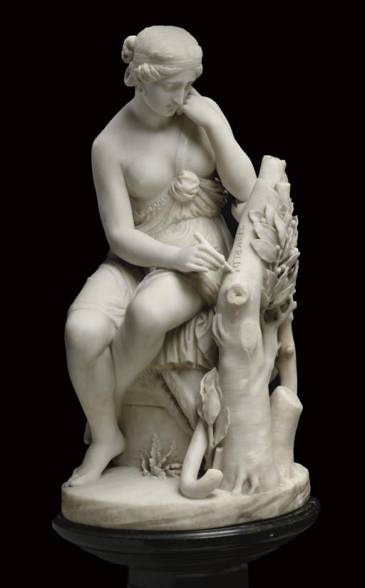 AN ITALIAN MARBLE FIGURE OF AMENAIDE, FROM 'TANCREDI'