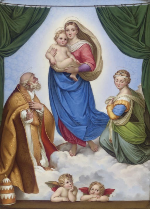 A MEISSEN RECTANGULAR PLAQUE, DIE SIXTINISCHE MADONNA