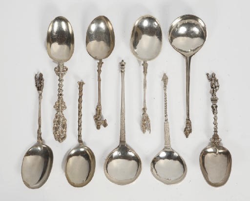 Nine various Dutch silver spoons