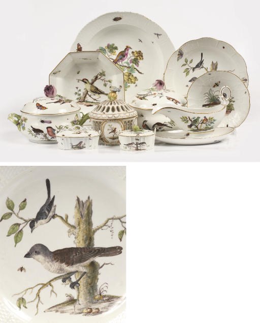 An assembled group of ornithological porcelain