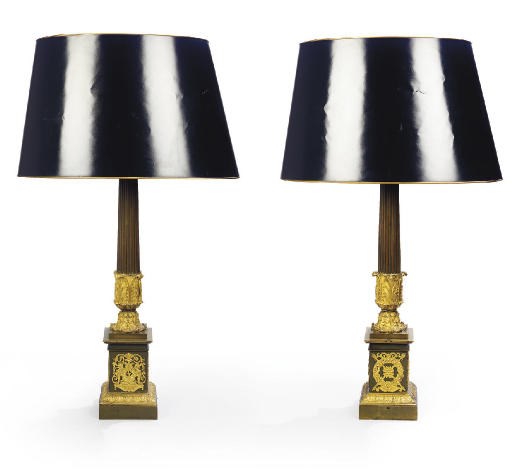 PAIRE DE LAMPES A PETROLE DE STYLE NEOCLASSIQUE