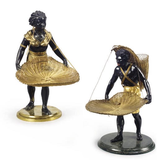 COUPLE DE FIGURES DE MAURES PORTEFAIX DU XIXEME SIECLE