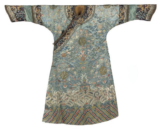 An embroidered satin informal robe