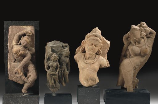 Four Central Indian sandstone fragments