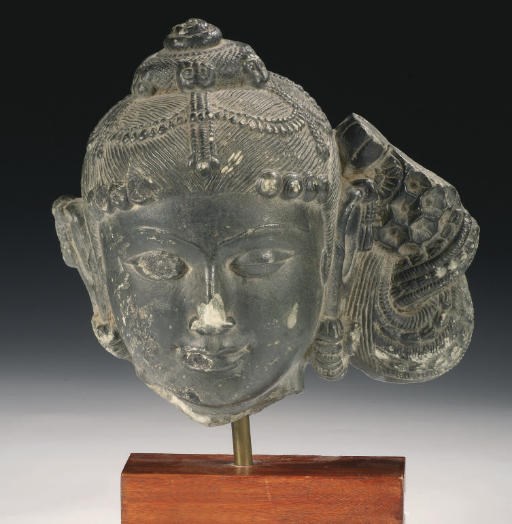 An Indian, Solankiperiod, black stone female head