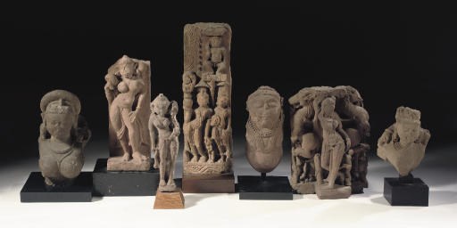 Seven Central Indian sandstone fragments