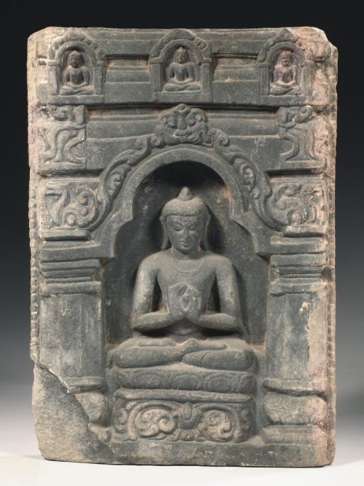 A Northeast Indian, Pala period, phyllite stone stele depicting Vairocana