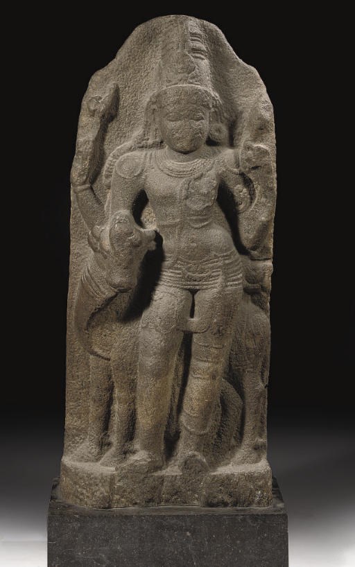 A South Indian granite stele depicting Shiva