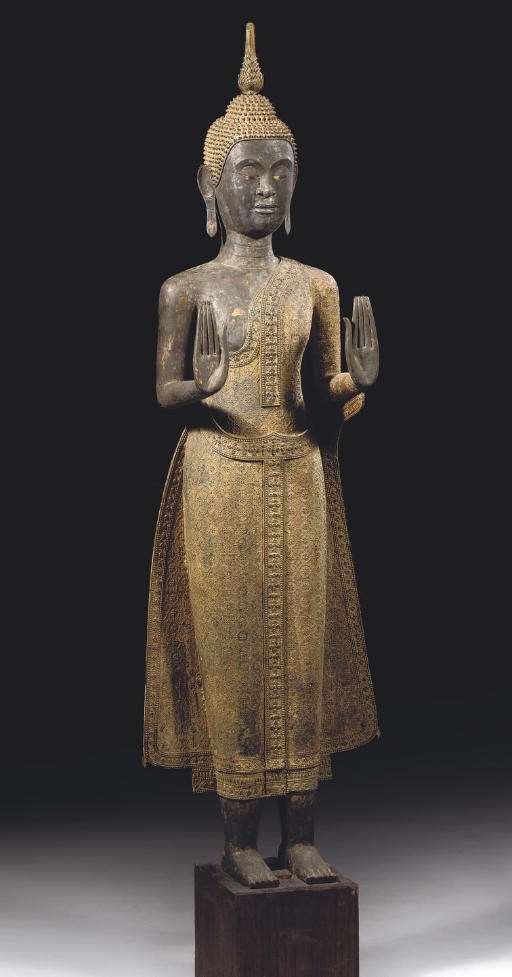 A Thai, Ratanakosin style, gilt-bronze figure of Buddha Shakyamuni