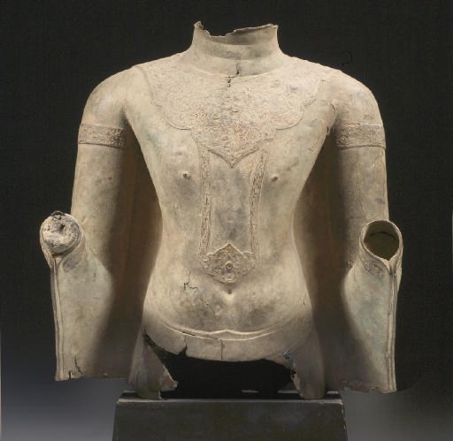 A Thai, Ayutthaya style, bronze torso of the Buddha Paree