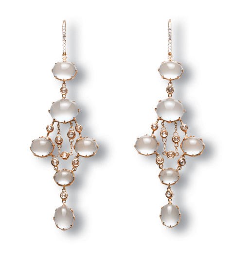 A PAIR OF JADEITE AND DIAMOND EAR PENDANTS