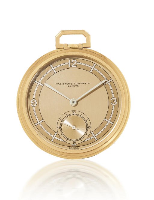 VACHERON CONSTANTIN. A VERY THIN 18K PINK GOLD ART-DÉCO STYLE OPENFACE KEYLESS LEVER POCKET WATCH