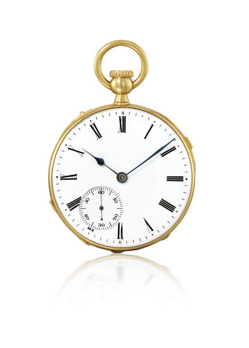 CONTINENTAL. A GOLD OPENFACE QUARTER REPEATING KEYLESS LEVER POCKET WATCH