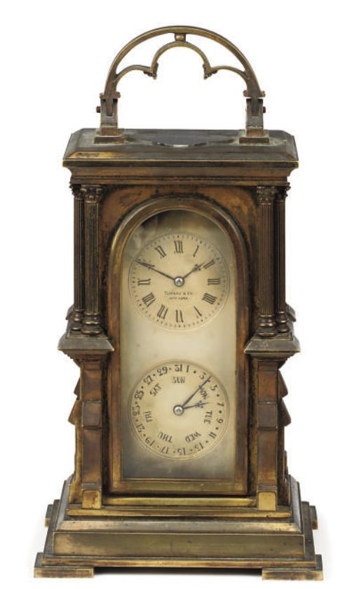 A French gilt-brass eight day striking calendrical carriage clock