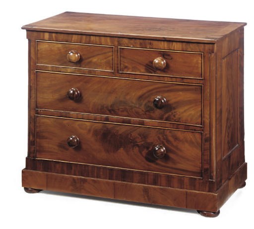 A MID-VICTORIAN MAHOGANY CHEST