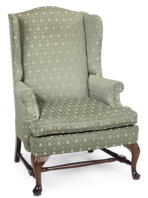 A WALNUT WING ARMCHAIR