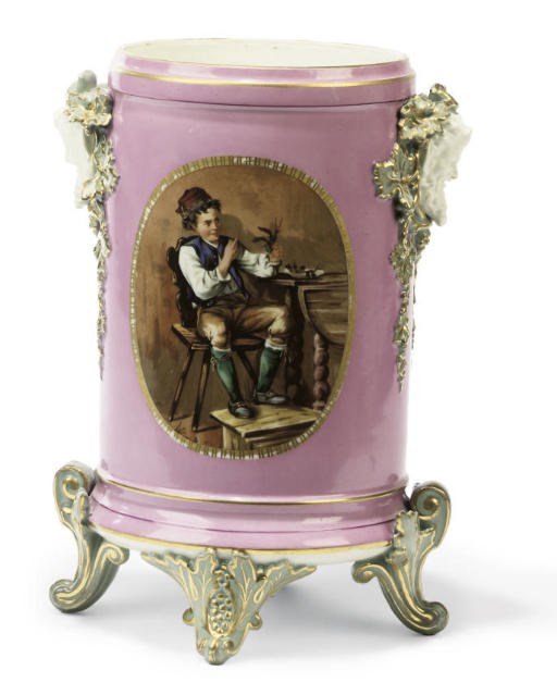A GILT-HEIGHTENED SEVRES STYLE PORCELAIN WINE BUCKET