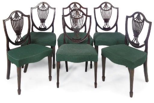 A SET OF SIX MAHOGANY DINING CHAIRS